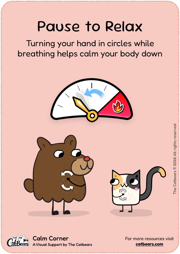 Calm down corner printables displayed on a wall for kids