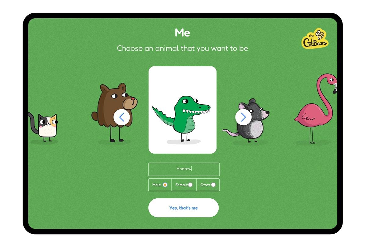 Felt app - character selection