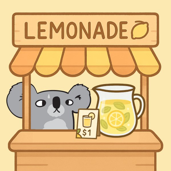 A catbear opening a lemonade stand