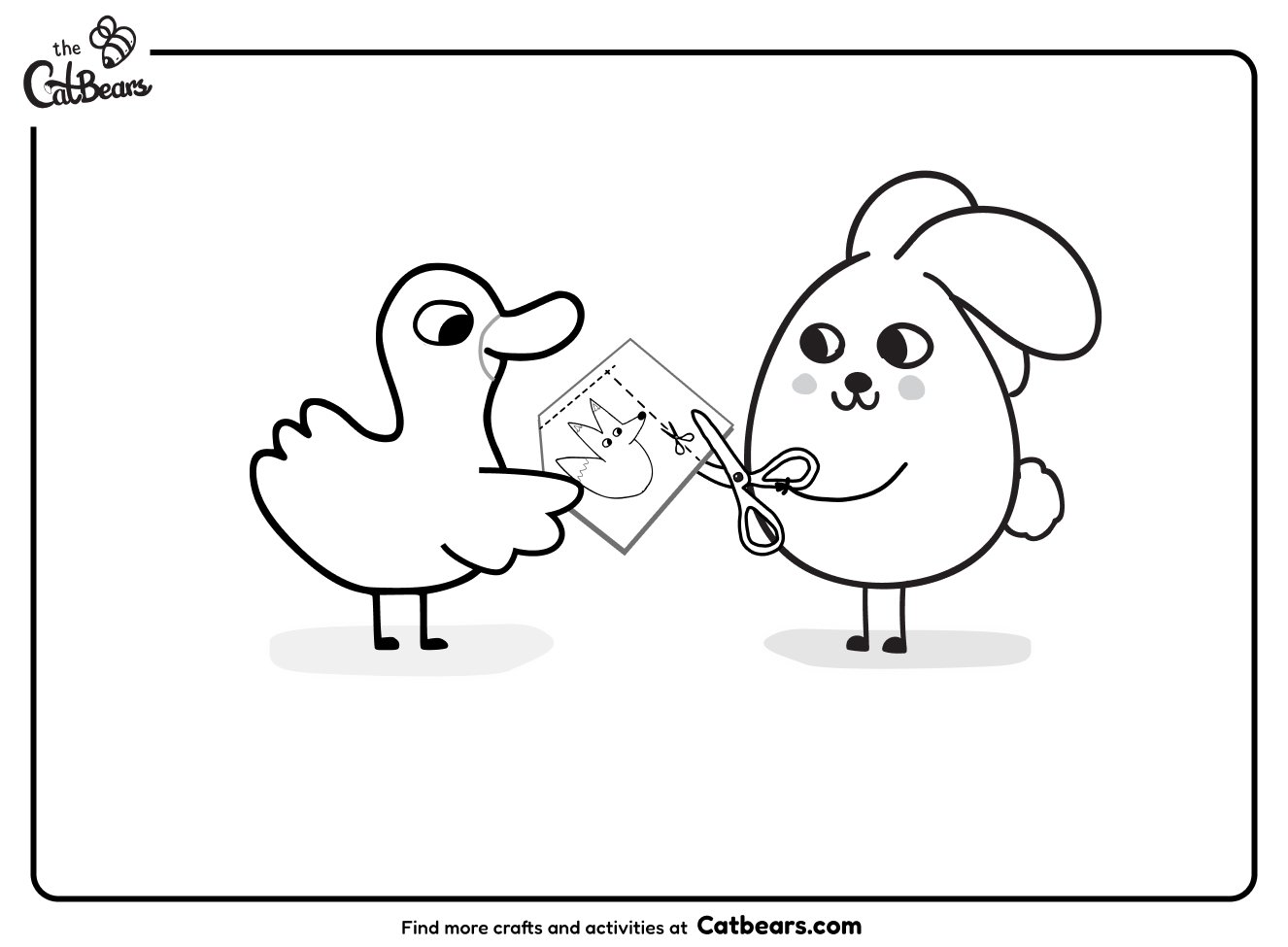 The catbears coloring page of the duck and bunny