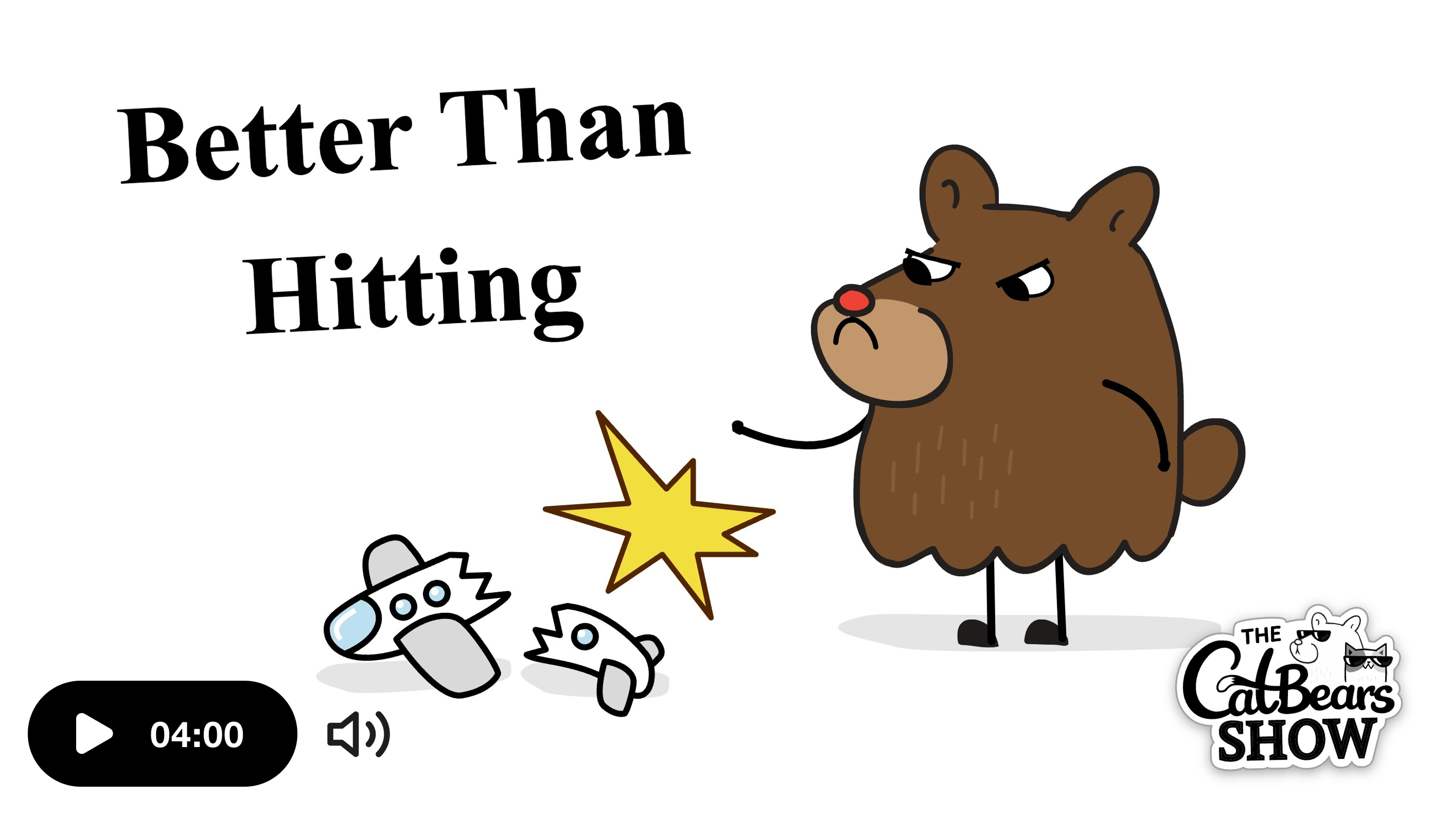 Bear from the Catbears Show feeling so angry he wants to hit