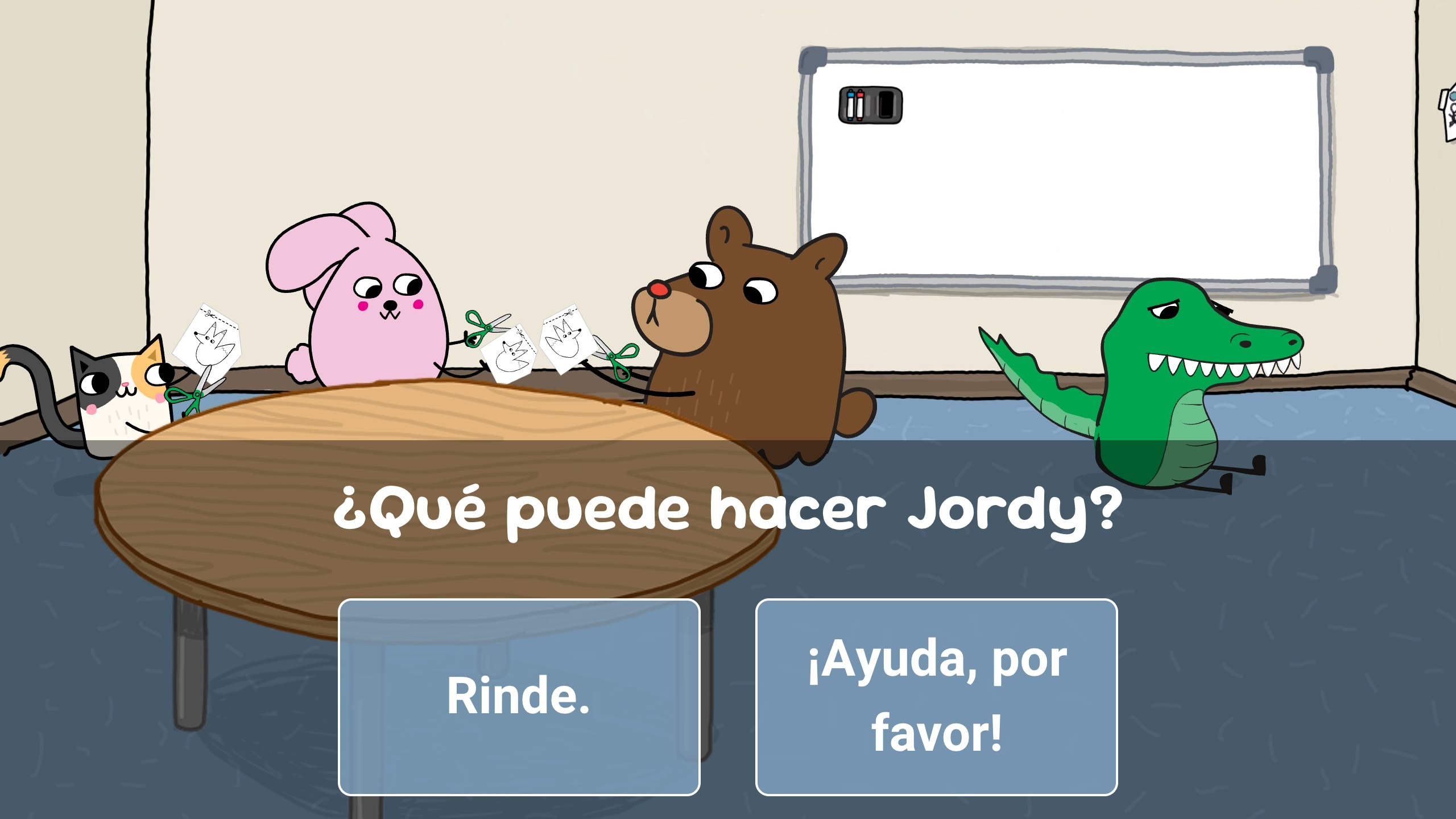 Jordy de Catbears batallando para cortar con tijeras mientras dice que no puede hacerlo