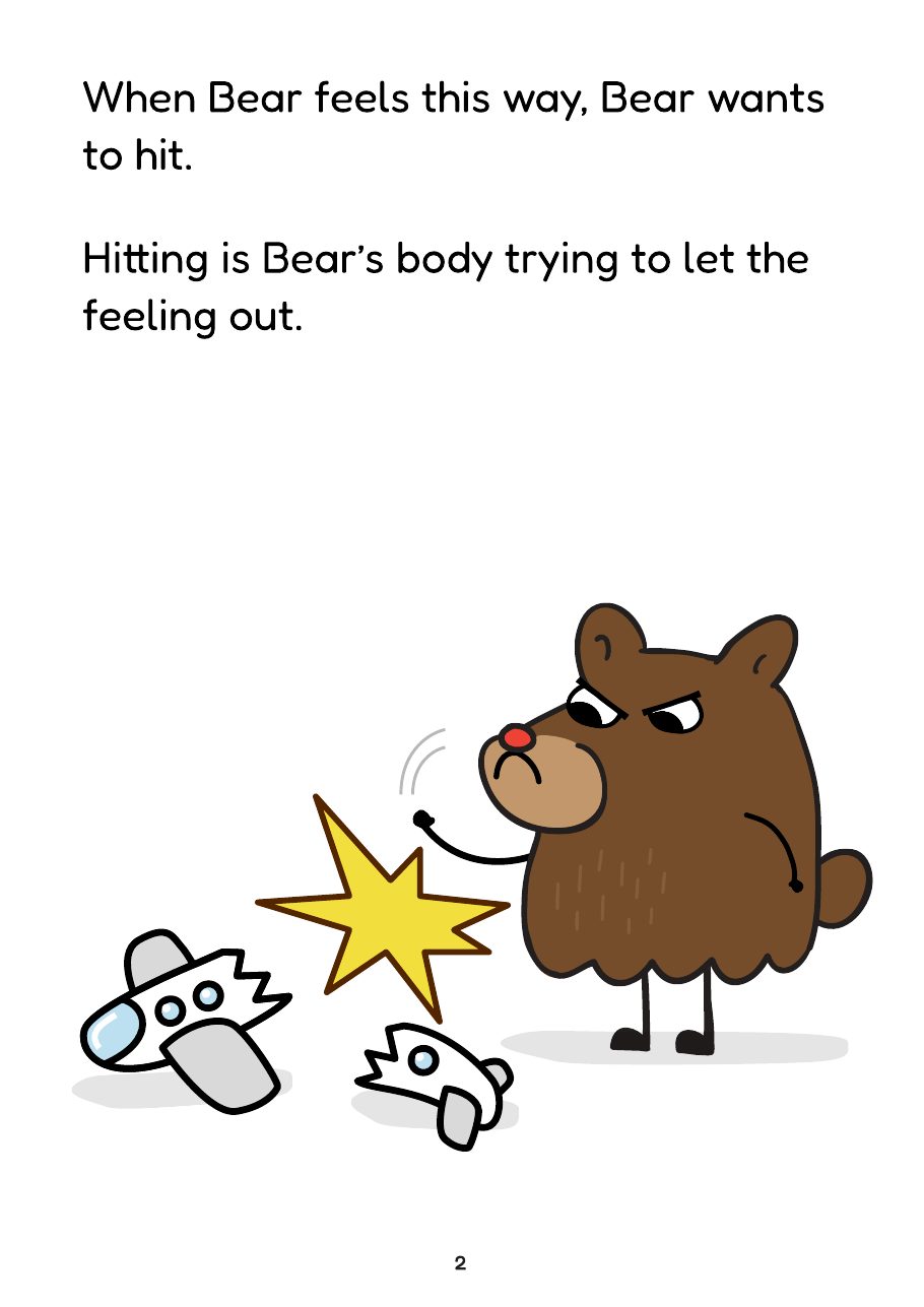 Story page explaining that hitting is Bear's body trying to let the feeling out