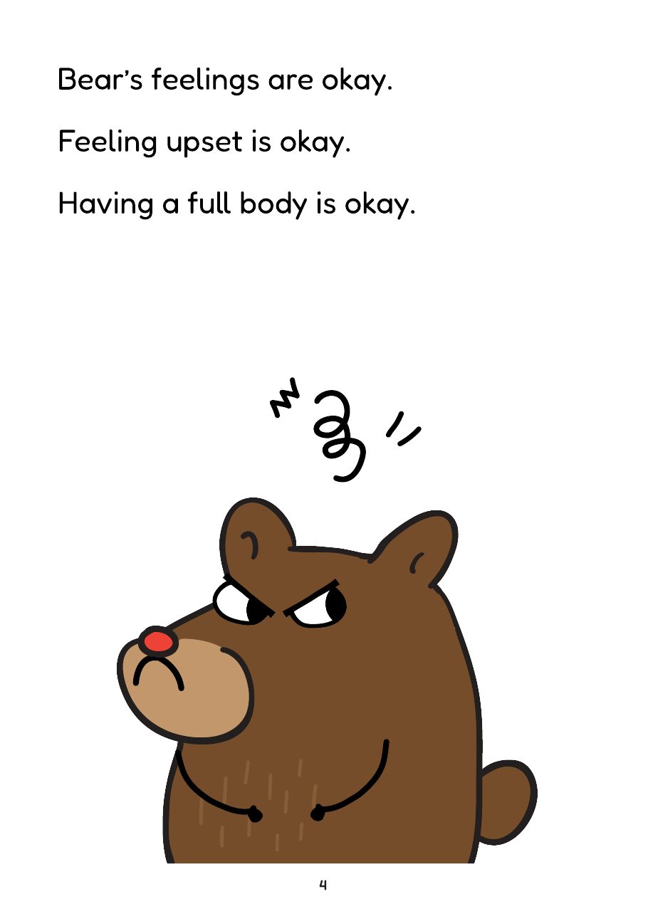 Story page saying Bear's feelings are okay and having a full body is okay