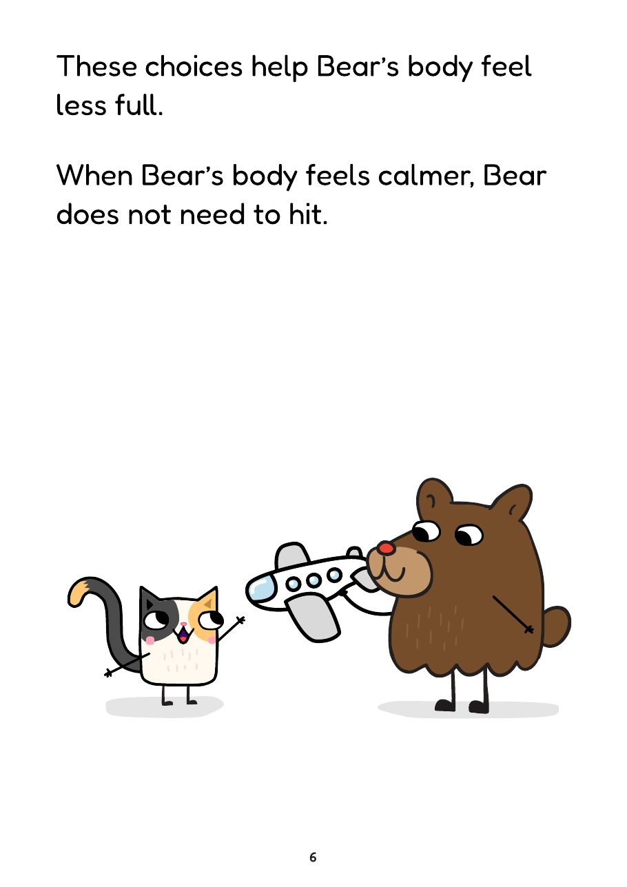 Story page showing that the safe choices help Bear's body feel less full