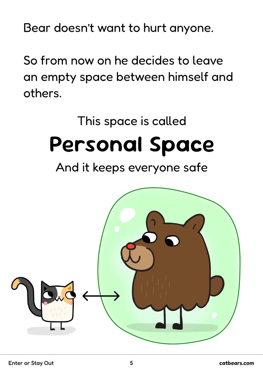 Story page naming the empty space around Bear as personal space