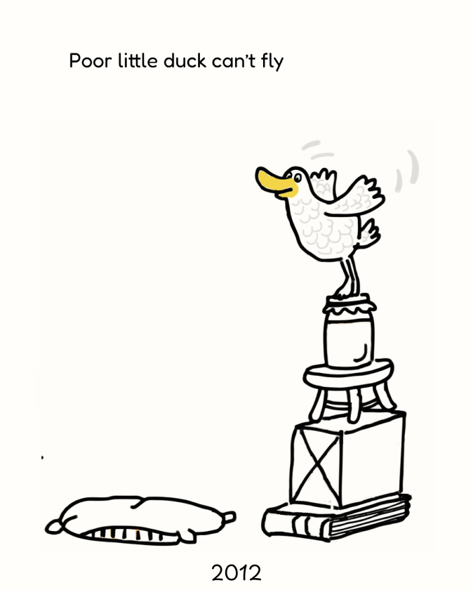 2012 sketch of the duck who can't fly